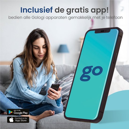 Gologi Deckenventilator mit Beleuchtung - Ã˜60 cm - LED RGBW - 6 Stufen - Schlafzimmer-Deckenleuchte - Deckenleuchte mit Ventilator - Mit Fernbedienung und App - Schwarz