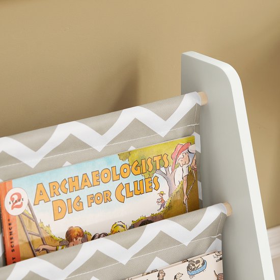 SoBuy KMB50-HG Kinderbücherschrank – Grauer Holzverbundwerkstoff mit 7 Fächern