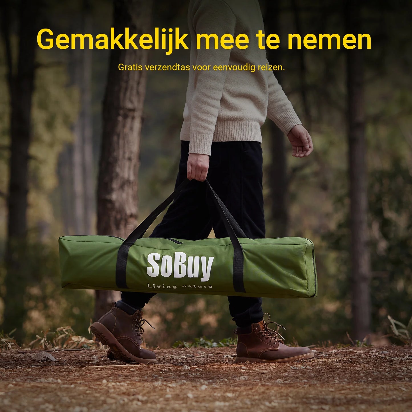 SoBuy OGS32-II-GR 1-Personen-Campingzelt, dunkelgrün – 2-in-1 mit Lampenhaken und Schuhfächern, 193 × 161 cm