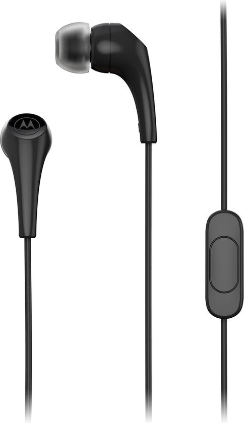 Motorola Sound In-Ear Earbuds - 2-S - Schwarz - Geräuschisolierung - Bequeme und leichte Passform - Ohrhörer mit Kabel - Inline-Mikrofon - Freisprechfunktion