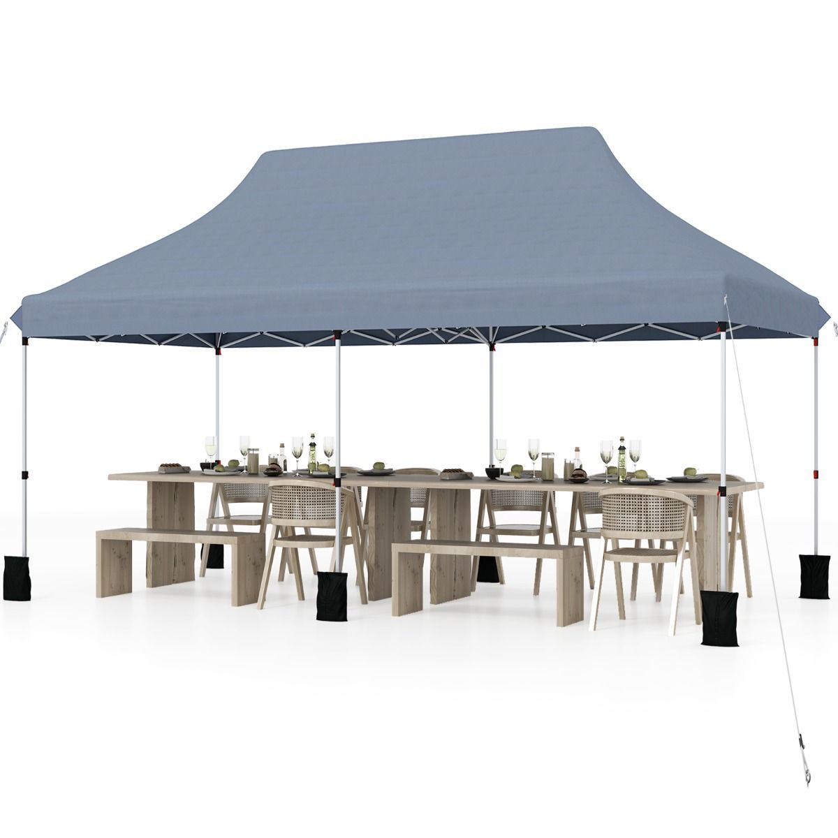 Coast Partyzelt, zusammenklappbar – ausziehbar – wasserdicht – grau, 300 x 600 cm