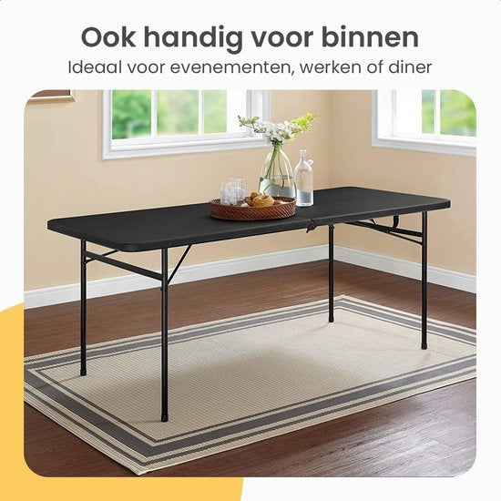 Goliving Klapptisch - Campingtisch - Outdoor-Klapptisch - Wetterfest - 122 x 60 x 74 cm - Schwarz