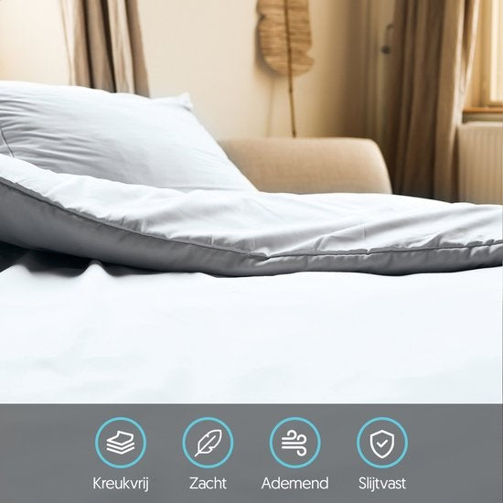 Dreamlab Dekbedovertrek set - 240 x 200/220 cm - Beddengoed met kussensloop - Twee persoons - Vier seizoenen - Microvezel - Stone Gray