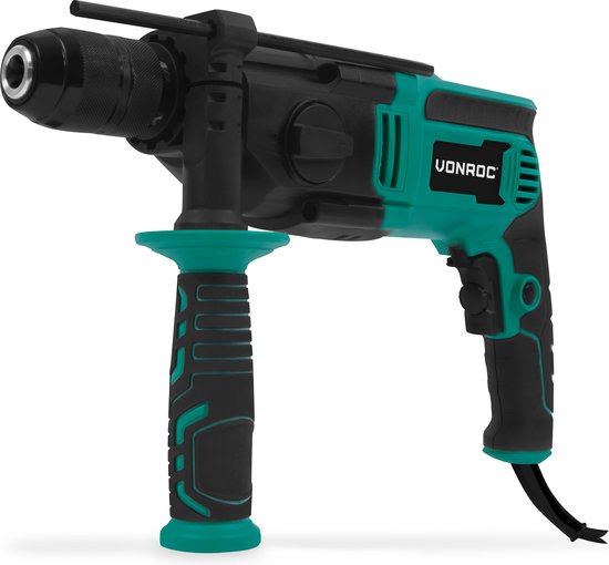 VONROC PRO Schlagbohrmaschine 1100W - Ø13mm - 2-Gang - Metall-Schnellspannbohrfutter - 3m Gummikabel - Inkl. Tiefenanschlag und Zusatzhandgriff