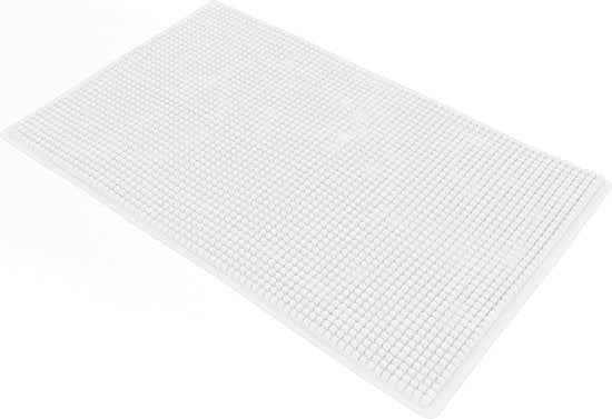 Loti Living Anti-Rutsch-Badematte - Duschmatte - Badematte - Bodenmatte - Chenille-Badematte - Weiß - 50x80 cm