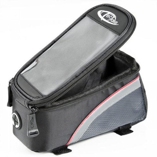 tectake - Rahmentasche Fahrradtasche für z.B. Smartphone etc. schwarz rot M 401608