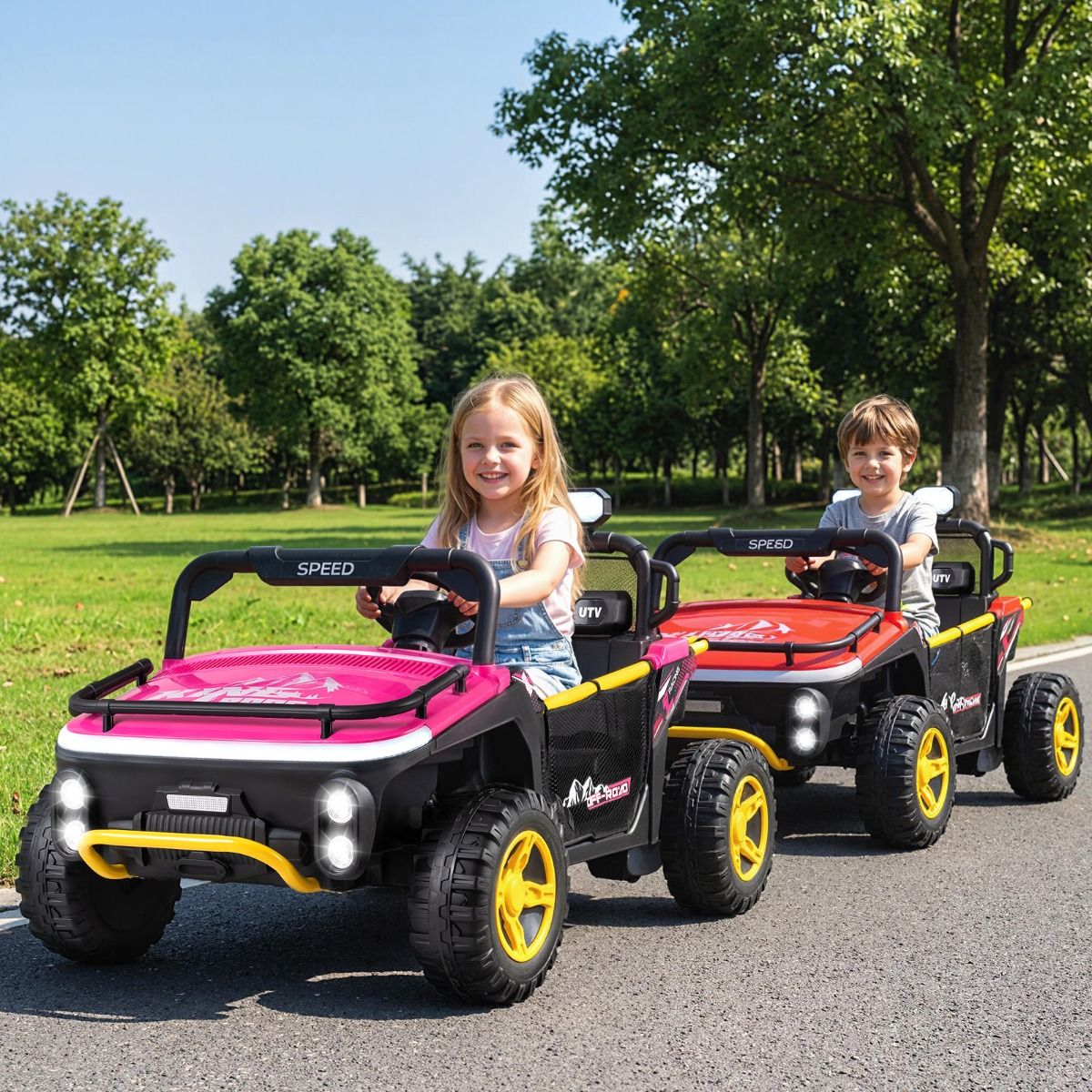 Coast Kinderauto mit Fernbedienung – 2 Sitze – Musik und LED-Beleuchtung – schwarz