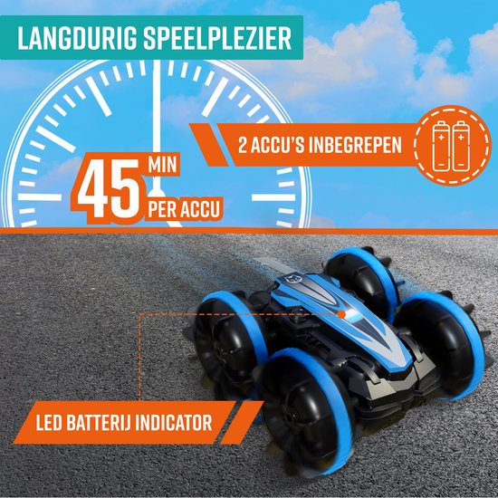 NAPI Controlled Car All-Terrain - RC Car mit 2 Batterien - Wasserdicht - Spielzeugautos Jungen - Outdoor-Spielzeug - Rennwagen/Boot Land & Wasser - 1,5h Spaß - Radiographisch - Aqua-Land Racer