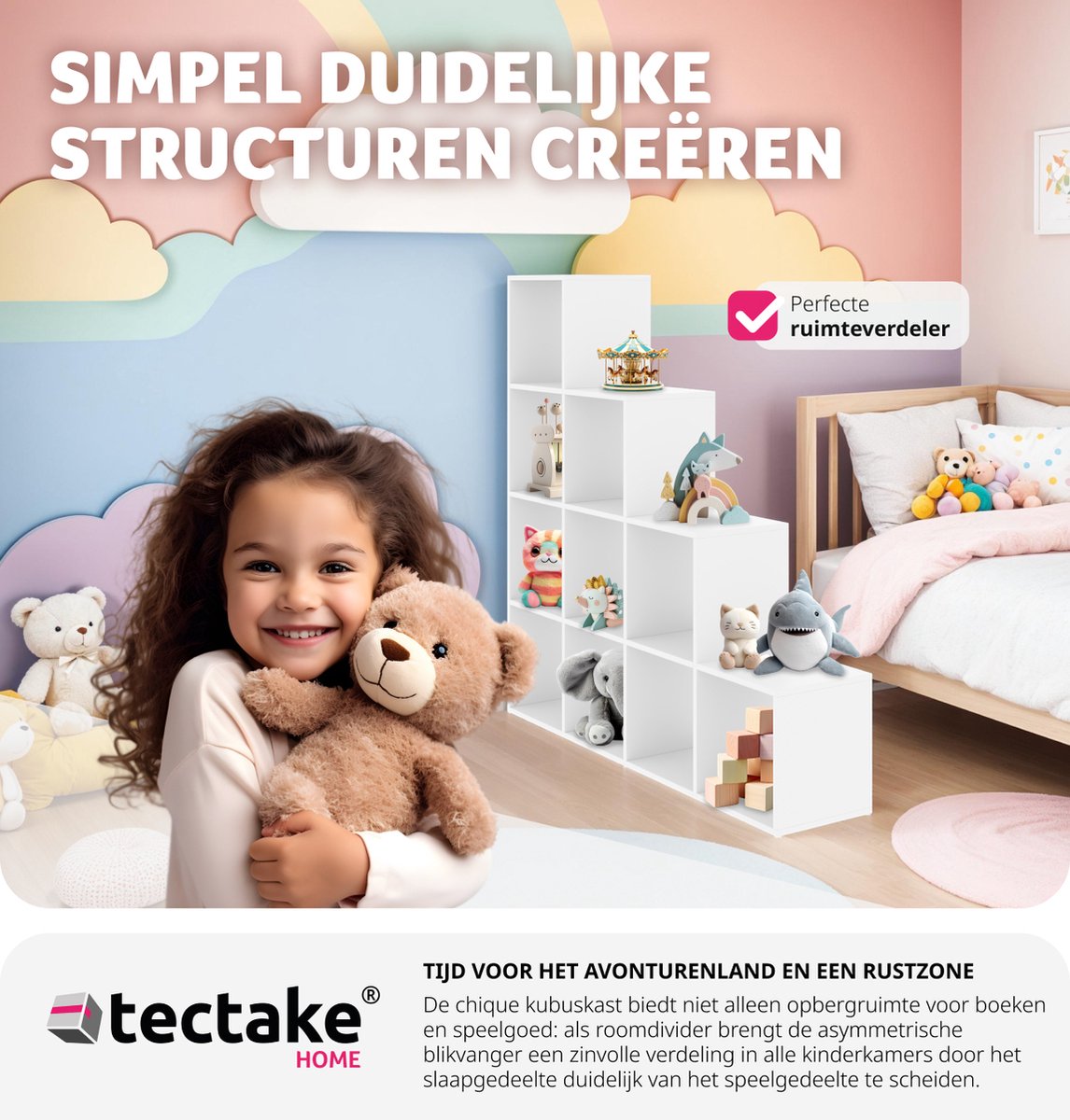 tectake Bücherregal Talisa - Offenes Bücherregal mit 10 Fächern - Treppendesign - 130 x 29 x 130 cm - Weiß