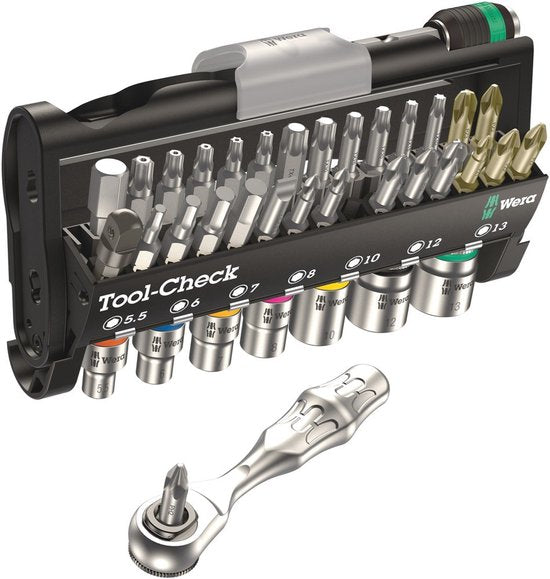 Wera 05073220001 38-teiliges Tool-Check 1 SB Bit-/Steckschlüssel-Ratschen-Set