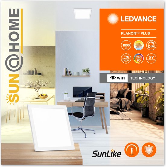 LEDVANCE Leuchte: für Decke, SunHome Panels / 2- W, 22-...24- V, Abstrahlwinkel: 11-, Tunable White, 22- ... 5- K, Gehäusematerial: Aluminium, IP2-