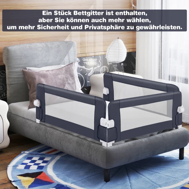 Coast Bettgitter - Sicherheit - Verstellbar - Mesh - Oxford - Kinderbett - Dunkelgrau