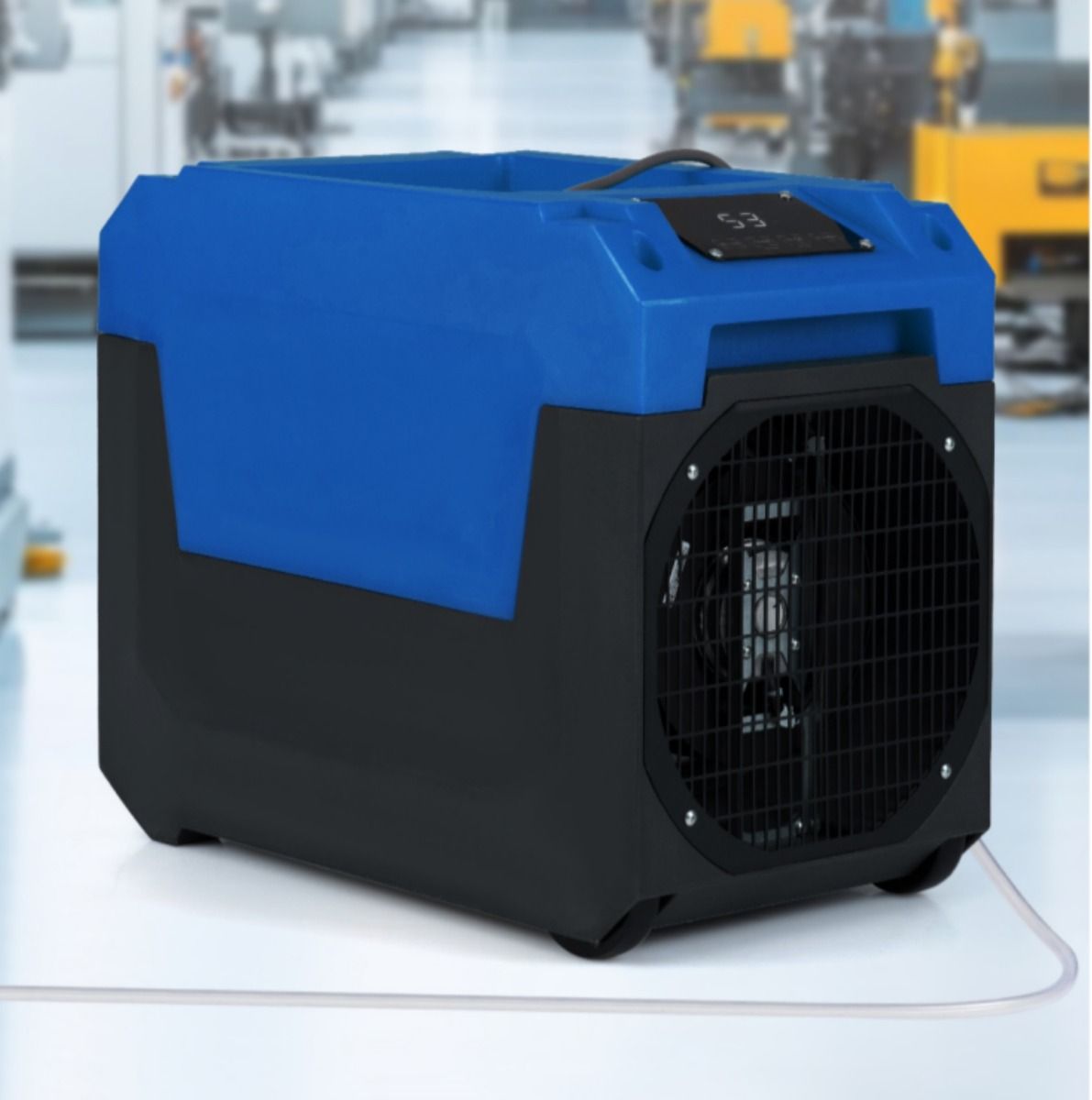 Coast Industrie-Luftentfeuchter – 66 Liter pro Tag – mit Pumpe und Ablaufschlauch – blau/orange