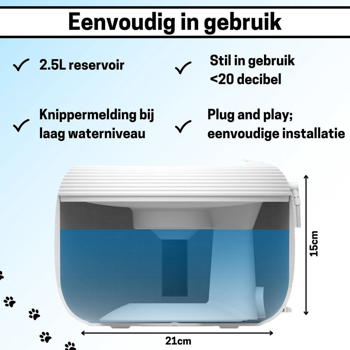 BOME Trinkbrunnen - Katzenbrunnen - 2,5 Liter - Trinkbrunnen Katze und Hund - Wasserbrunnen Katze - automatische Spülung