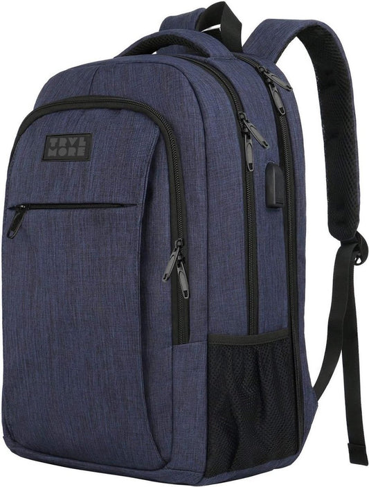TRVLMORE Rucksack - 36L - 17.3 Zoll - Laptop-Rucksack - Schultasche - Unisex - Spritzwassergeschützt Blau