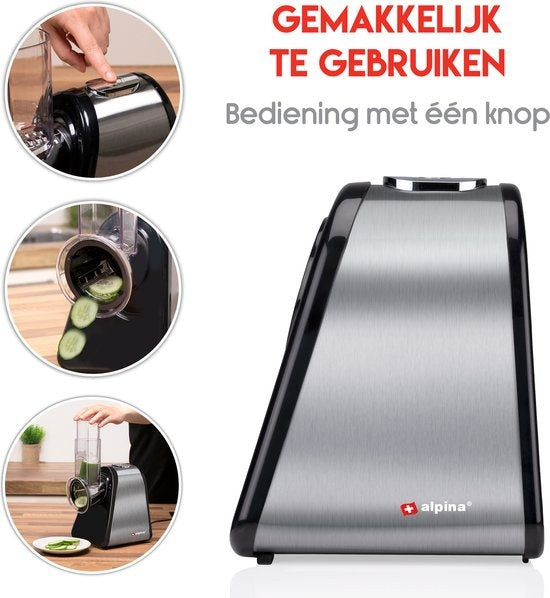 alpina Elektro-Gemüsehobel - Mandoline - 4 Trommelklingen aus rostfreiem Stahl