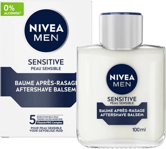 NIVEA MEN Sensitive Aftershave-Balsam – für empfindliche Haut – zieht schnell ein – alkoholfrei – 100 ml