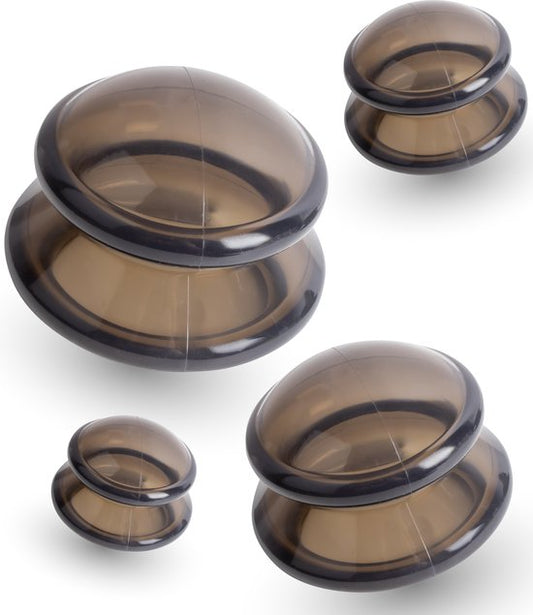 Nuvance - Schröpfköpfe - 4er-Set Silikon - Inkl. eBook - Cellulite-Massagegerät - für Arme, Beine, Gesicht & Rücken - Schröpfset Massage - Cellulite - Schröpfkopf - Anti-Cellulite-Köpfe - Cellulite-Schröpfmassage