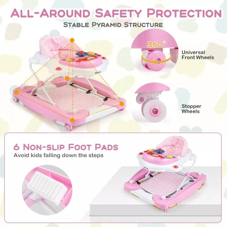 Coast Baby Kinderwagen - Zusammenklappbar - 6 x 1 - Höhenverstellbar - 71 x 61 x 50 cm - Pink