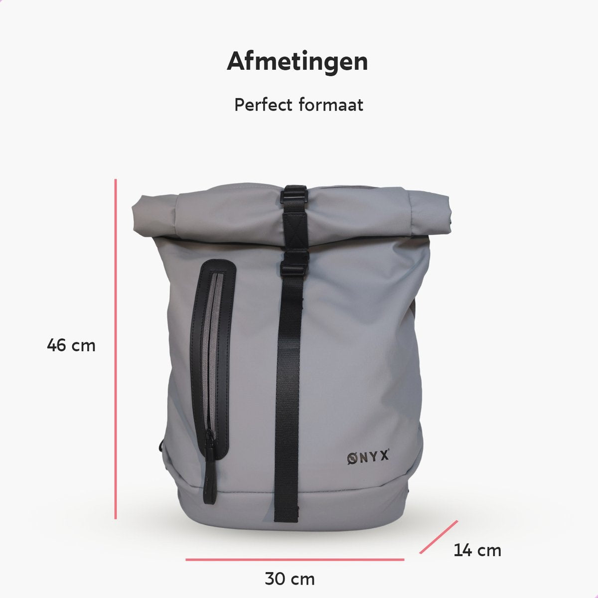 ONYXÂ¬Ã† Rolltop-Rucksack 25 bis 40L - Mit Laptopfach - Verstellbarer Rucksack - Reisetasche - Wasserdicht und strapazierfähig - Grau