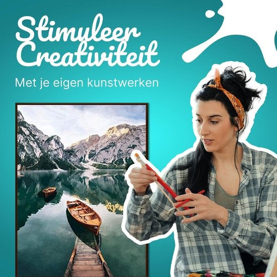 Rubye Malen nach Zahlen Erwachsene - See und Berge - inklusive Pinsel - Leinwand Malen nach Zahlen - 40x50cm