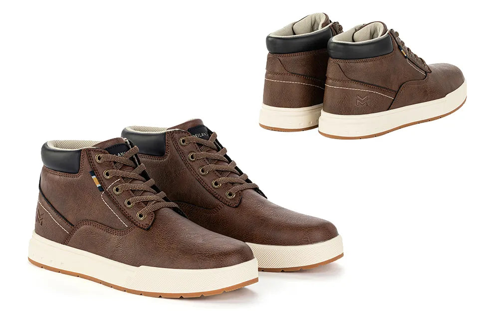 Milanoro Herrensneaker Größe 43 – Robuste Profilsohle – PU-Leder – Cognac