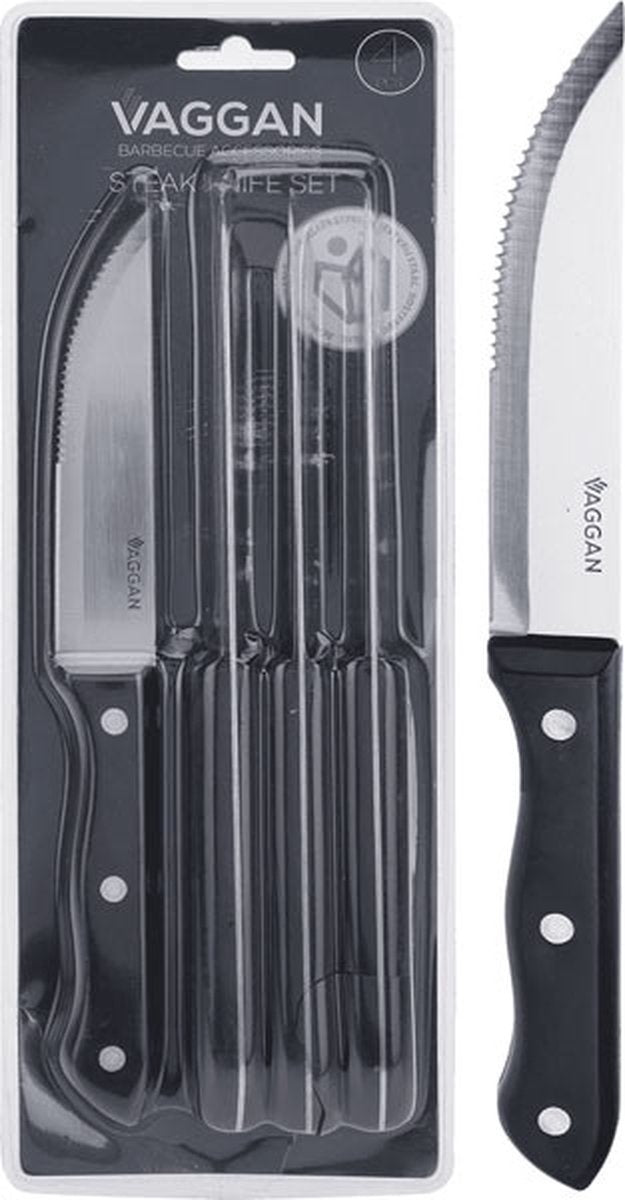 4x BBQ Steakmesser Set Edelstahl silber 33 cm - Messerset