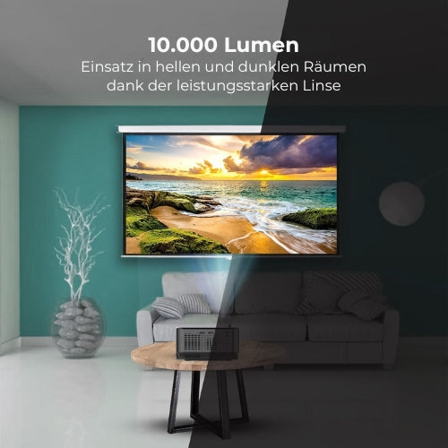 Spoused - Mini-Beamer - Full-HD - 12.000 Lumen - Streaming von Ihrem Telefon mit WiFi - Schwarz - Android