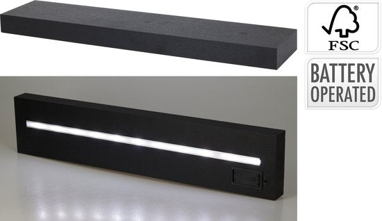 Home&Stylingcollection Wandregal-schwarz-mit-LED-Beleuchtung-60cm