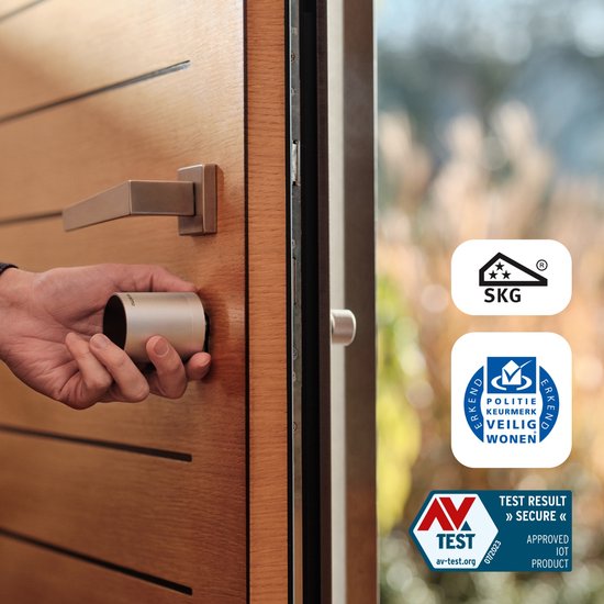 Netatmo Elektrisches Türschloss - Smartes Türschloss - 3 Schlüssel - Smart Keys - NFC Schlüssel - Share Access - Apple Homekit - Silber