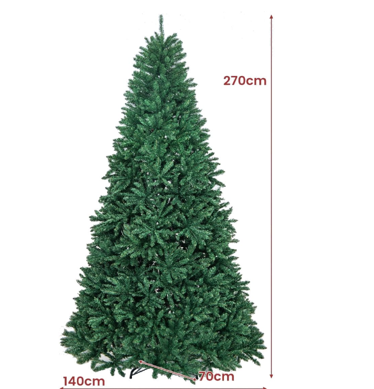 Künstlicher Weihnachtsbaum 275 cm mit Metallsockel, realistisches Aussehen