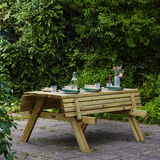 AXI Julie Picknicktisch aus Holz, klassisch, 177 x 154 cm – Naturfarben