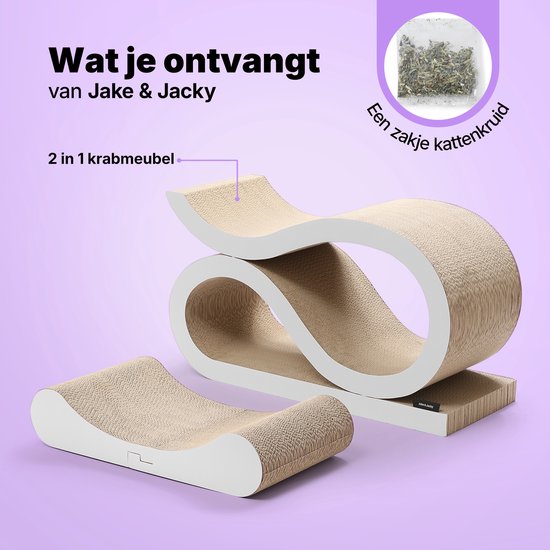 Jake und Jacky Kratzpappe für Katzen 2 in 1 Modell - Kratzbaum Pappe - Kratzbrett - Kratzkorb - Kratzmöbel - Kratzmatte Pappe - Katzenkorb - Katzenbett - 60x24x34cm