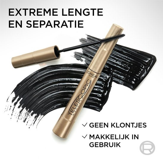 L’Oréal Paris Telescopic Mascara – Mascara für sichtbar längere Wimpern – Volumen ohne Klümpchen – Schwarz – 8 ml
