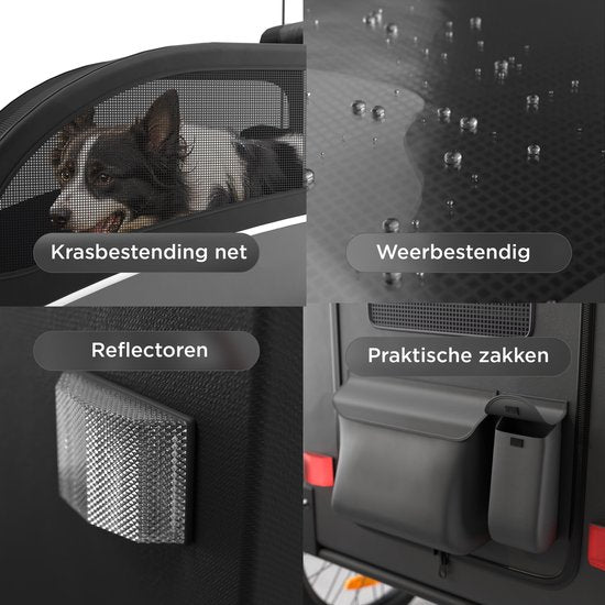 Trevopet® Hundefahrradanhänger - Faltbarer Fahrradanhänger Hund - Hundeanhänger - Geeignet für E-Bikes - Bis zu 40 kg - Für mittlere & große Hunde - Schwarz