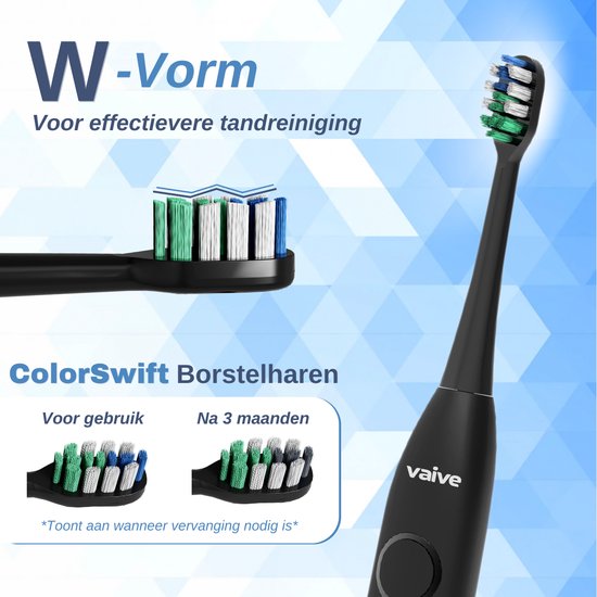 Vaive Sonic Wave Precision X8900 Elektrische Zahnbürste - 48000 VPM - 5 Modi, 3 Stufen - 4 Bürstenköpfe & Reiseetui