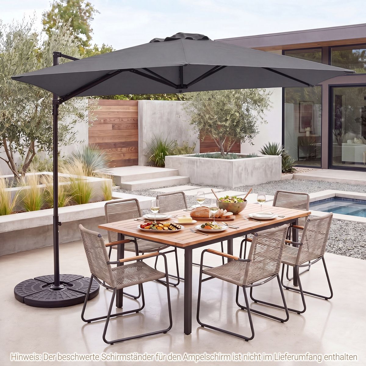 Coast Schwedischer Sonnenschirm – um 360° drehbar – doppeltes Dach – grau/beige – 290 cm