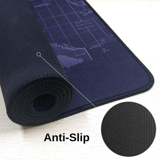 Professionelle Weltkarte Schreibtischunterlage | Großes XXL-Mauspad | Gaming-Matte | Desktop-Matte | Anti-Rutsch | Schwarz - 70x30