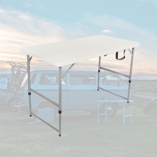 BRASQ - Klapptisch - Campingtisch - Wetterfest - 120x60x74cm - Weiß