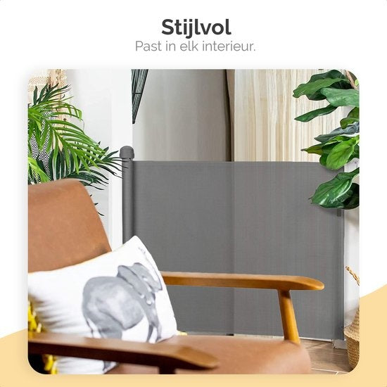 Goliving - Roll-up Treppentor - Sicherheitstor - Kindertor - 10 bis 150 cm breit - Aluminiumrahmen - Grau