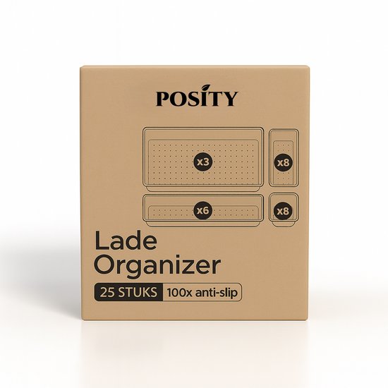 Posity Drawer Organizer - 25 Stück - Organizer Trays - Drawer Trays - Storage Trays - Make-up Organizer - Für Küche, Bad & Büro - Kunststoff - Schwarz Transparent