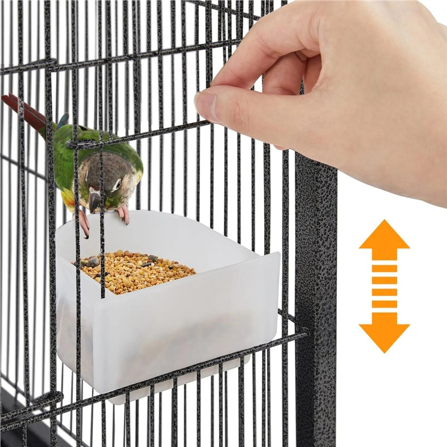 Yaheetech Vogelkäfig mit offenem Dach - 45,5 x 45,5 x 79 cm - Mit abnehmbaren Rädern und ausziehbarer unterer Schublade und gehämmerter Pulverbeschichtung - Für Wellensittiche und Kanarienvögel - Schwarzes Metall und Holz