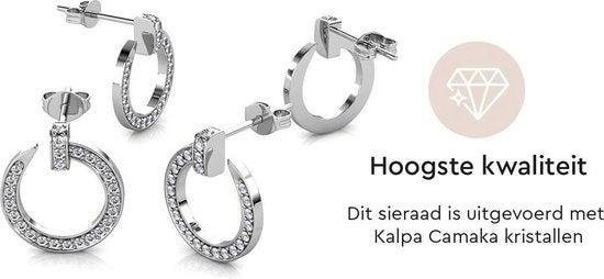 Yolora Damen Ohrringe mit Kalpa Camaka Kristallen - Silber - 18K Weißgold vergoldet - Damen Ohrstecker Silber - Ohrstecker - Schmuck - Luxuriöse Geschenkbox - Geschenkbox - Exklusive Geschenkbox - Schöne Geschenkverpackung