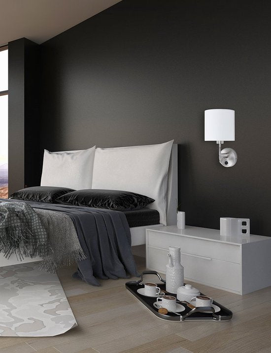 Wandleuchte Noor 1562ST aus Stahl mit Leselampe und USB-Ladeanschluss – Modernes Design von Mexlite – Verstellbar und praktisch für den Innenbereich