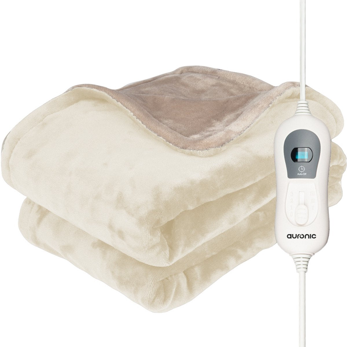 Auronic Heizdecke für 2 Personen – Beige – 200 x 180 cm – 3 Heizstufen, Timer