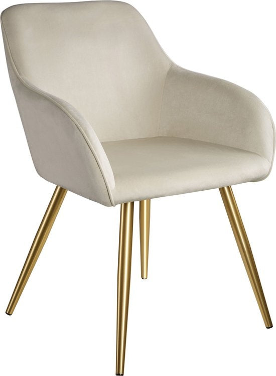 tectake - Stuhl Marilyn in Samtoptik - creme/gold - 404623