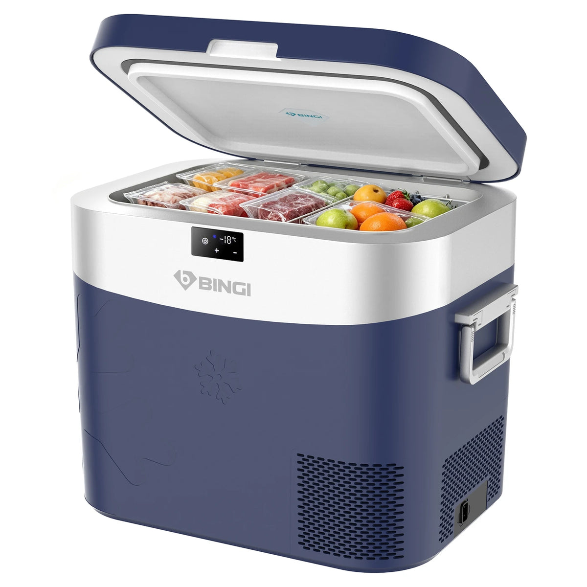 BINGI 22 L tragbare Kompressor-Kühlbox – 12/24 V DC – Schnellkühlung – Wohnmobil, Lkw & Camping – Blau