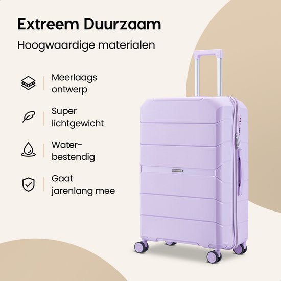 SKYCASES Urban Adventurer - Handgepäckkoffer - Zahlenschloss - 44L - Spinner-Räder - Reisekoffer mit Gepäckschloss - leichter Trolley - lila