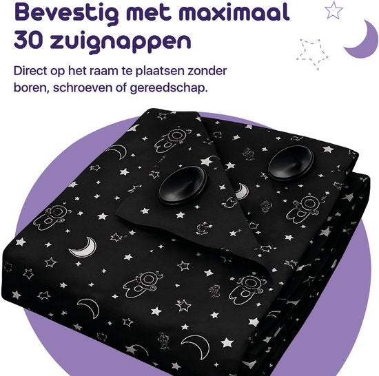 Lunae Tragbarer Verdunkelungsvorhang mit Saugnäpfen – 200 x 130 cm – Verdunkelungsstoff in Schwarz – 100 % lichtundurchlässiger Blackout-Vorhang – Alternative zu verdunkelnder Fensterfolie – Verdunkelungsvorhänge