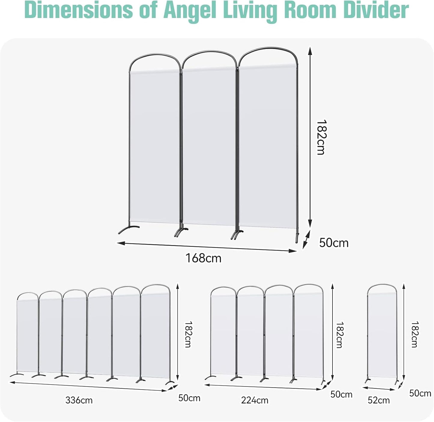 Angel Living Faltwand - 3 Paneele - 168 x 182 cm - Innen und Außen - Weiß